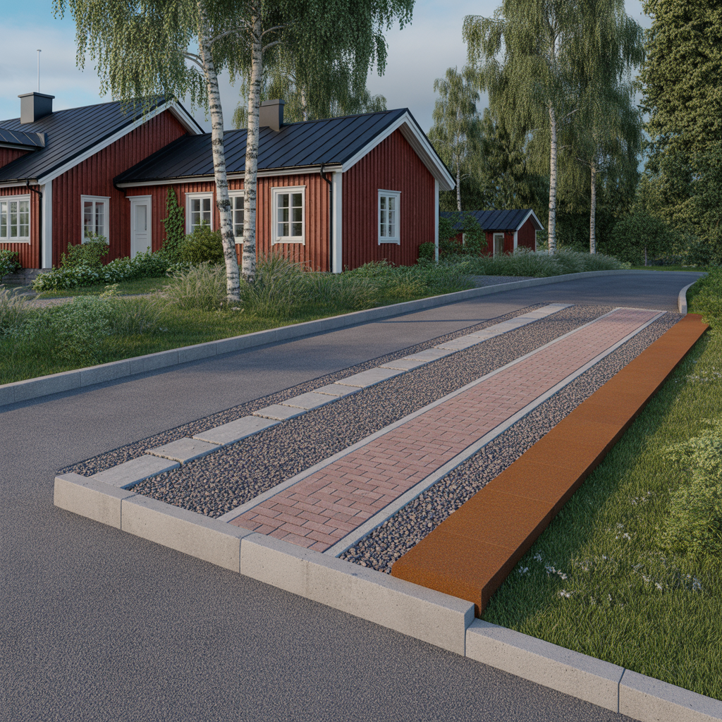 kantstod langs uppfart jamforelse av material och kostnad